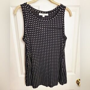 LOFT Black and Blush Pink Checkered Tank Top